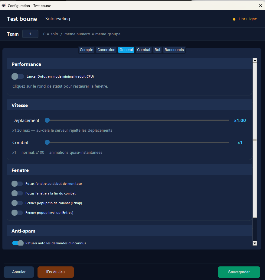 Configuration generale